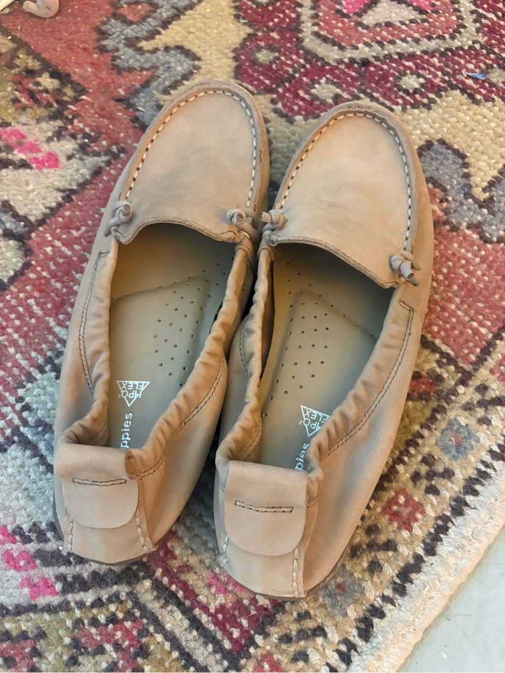 Hush Puppies womens Suede Slip-On Loafers in Light Beige